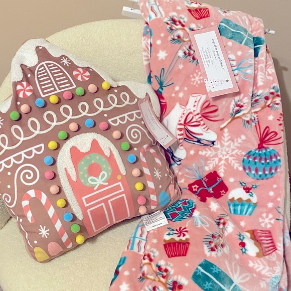 cupcakes & cashmere Holiday Cupcakes And Cashmere Gingerbread House Pillow And Pink Blanket